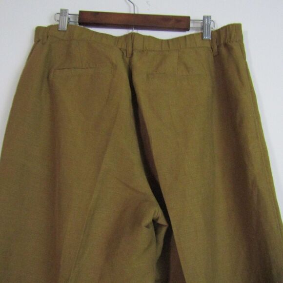J Jill Pants 12 Green Linen Blend Wide Leg Lagenlook Boho Casual Coastal - Picture 6 of 13